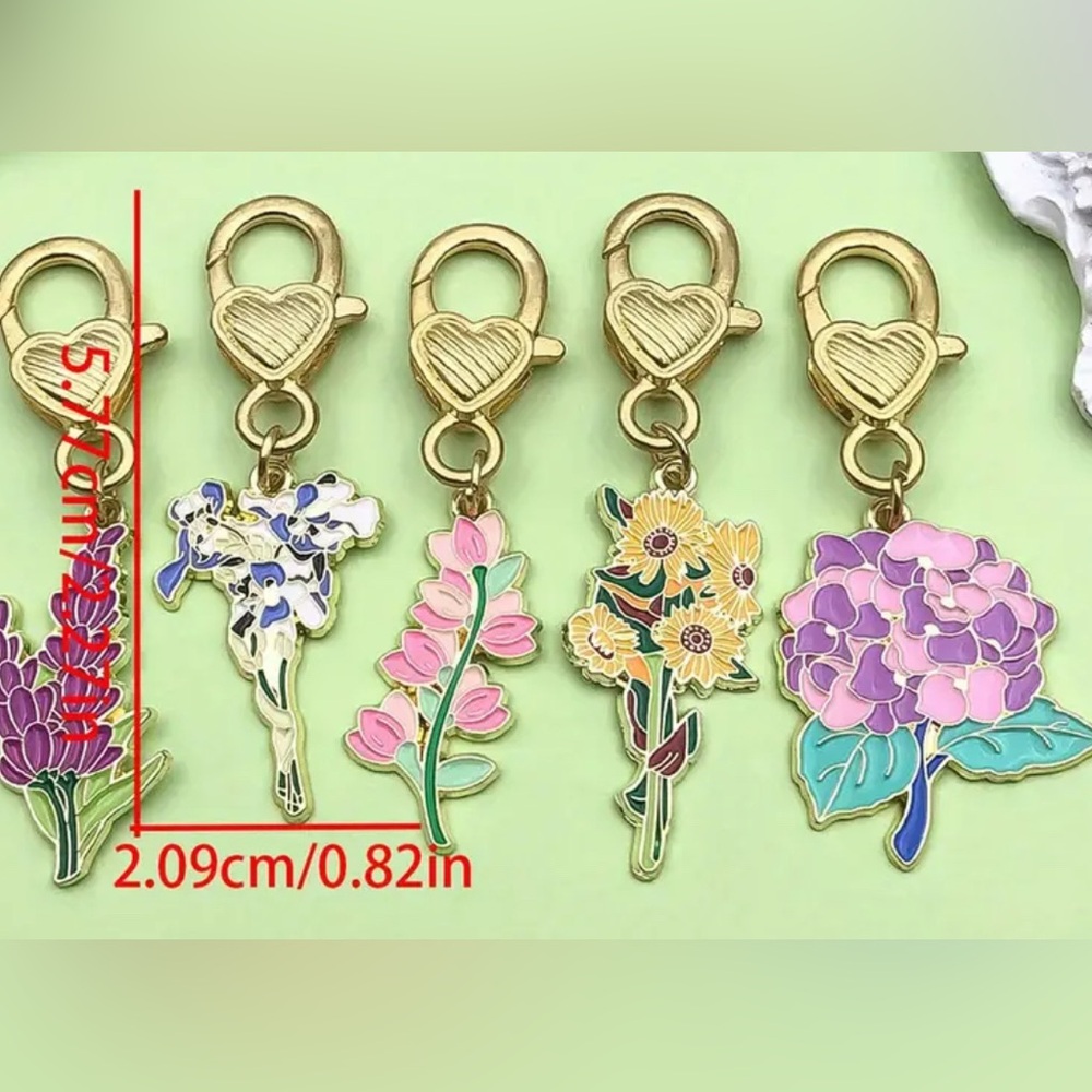 Floral Enamel Keychain - Picture 2 of 5